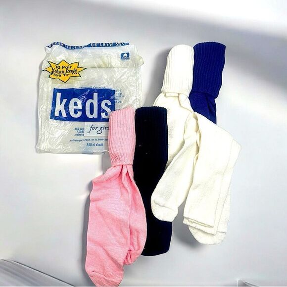 Keds Footwear l 5-pack Big Girl’s Socks l Convertible Cuff/Crew l New - Picture 5 of 10